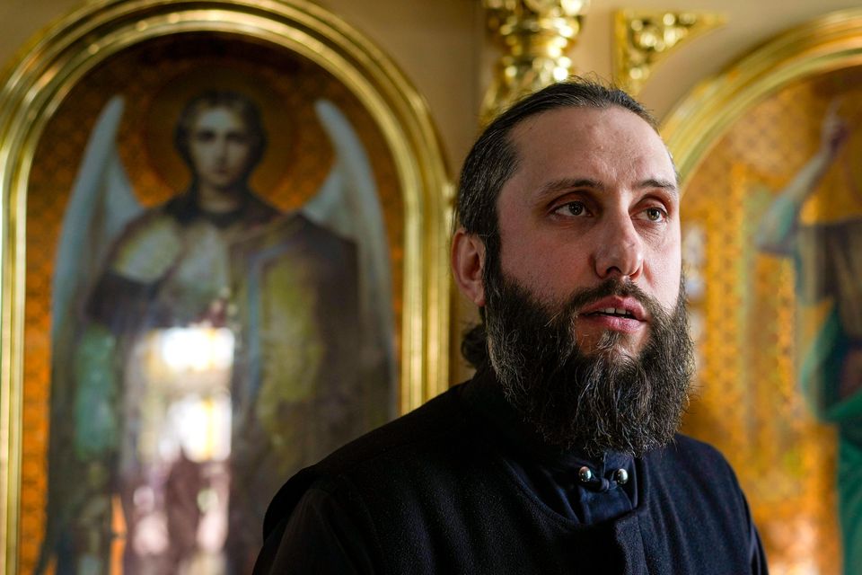 Father Vasilii speaks at the Saint John the Baptist cathedral in Comrat (AP/Vadim Ghirda)