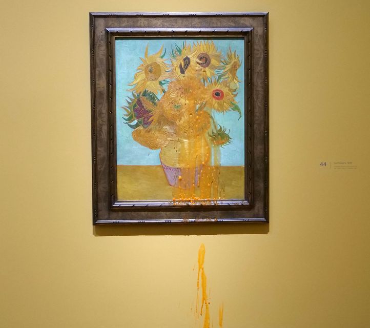 One of two Vincent Van Gogh paintings targeted at the National Gallery in London by Just Stop Oil activists (Just Stop Oil/PA)