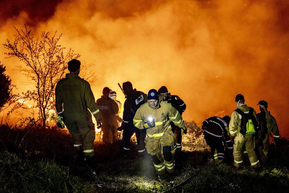Firefighters battle a major gorse fire on the Black Mountain in Belfast on April 8th 2025 (Photo by Kevin Scott)