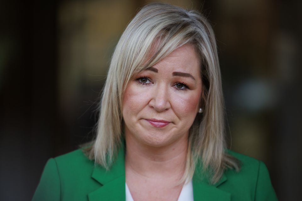 First Minister Michelle O’Neill speaks to media at NICON24 (Liam McBurney/PA)