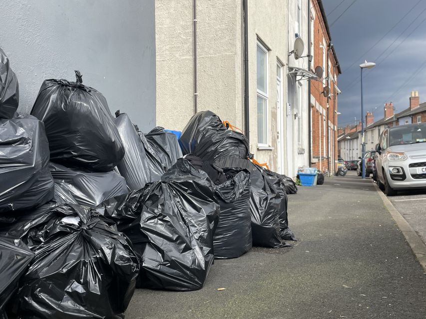 Uncollected rubbish in the Stirchley area of Birmingham on Friday (Matthew Cooper/PA)