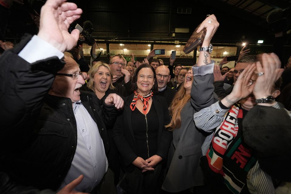 Sinn Fein president Mary Lou McDonald celebrates topping the poll in the Dublin Central constituency (Brian Lawless/PA)