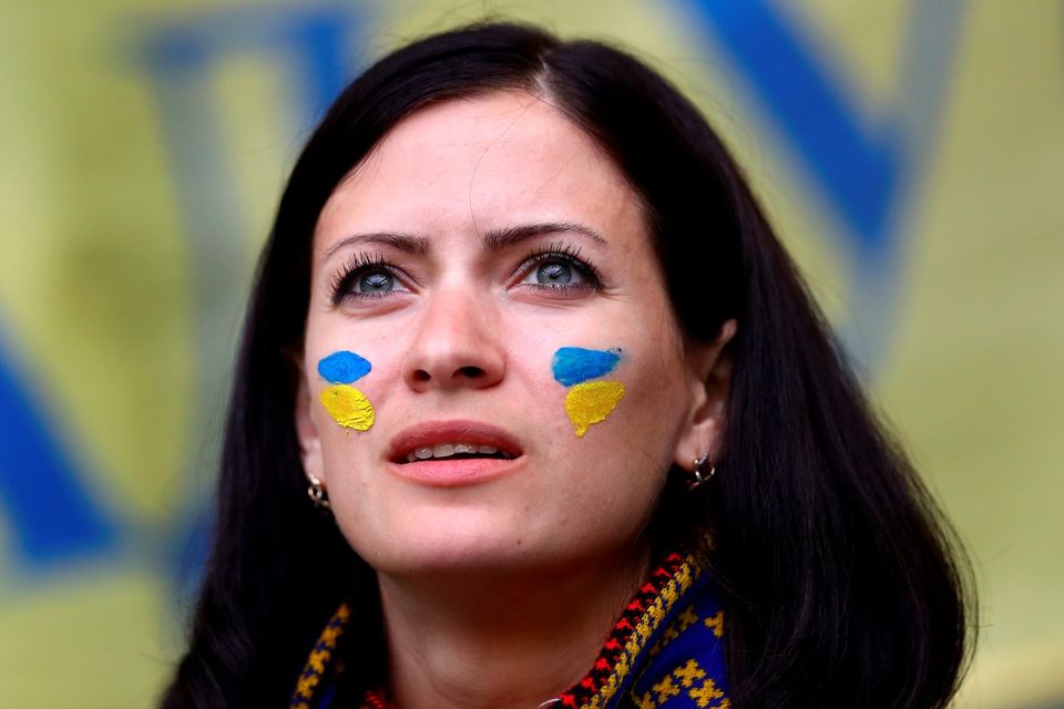 LILLE, FRANCE - JUNE 12:  An Ukraine fan is seen prior to the UEFA EURO 2016 Group C match between Germany and Ukraine at Stade Pierre-Mauroy on June 12, 2016 in Lille, France.  (Photo by Clive Mason/Getty Images)