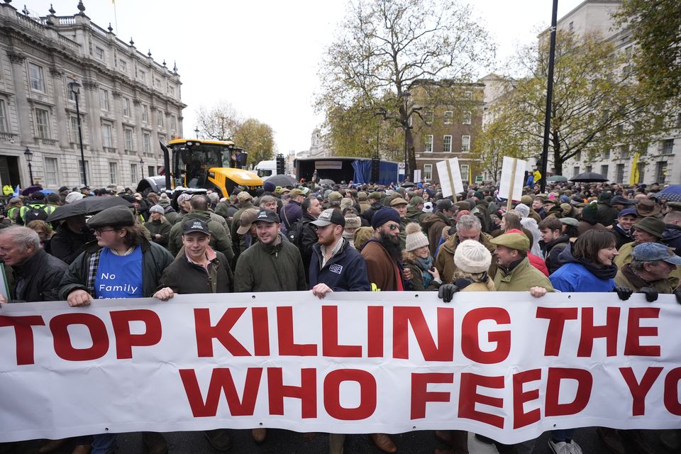 Farmers protesting in central London over the changes to inheritance tax rules (Andrew Matthews/PA)