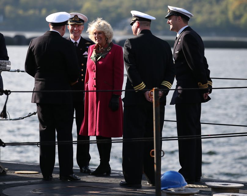 Camilla on HMS Astute at HM Naval Base Clyde (Andrew Milligan/PA)