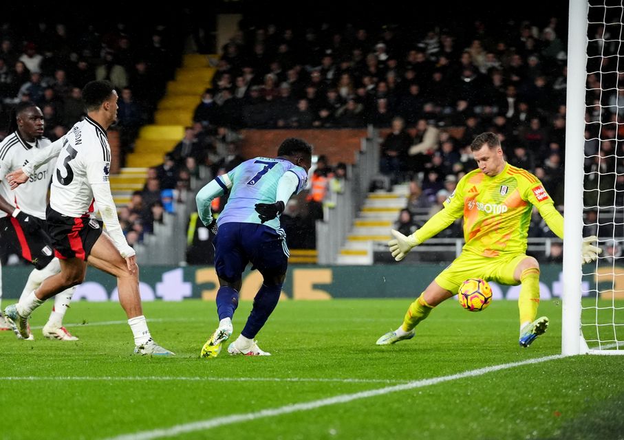 Bukayo Saka looked to have scored a late winner for Arsenal only for the effort to be ruled out following a VAR check (Adam Davy/PA)