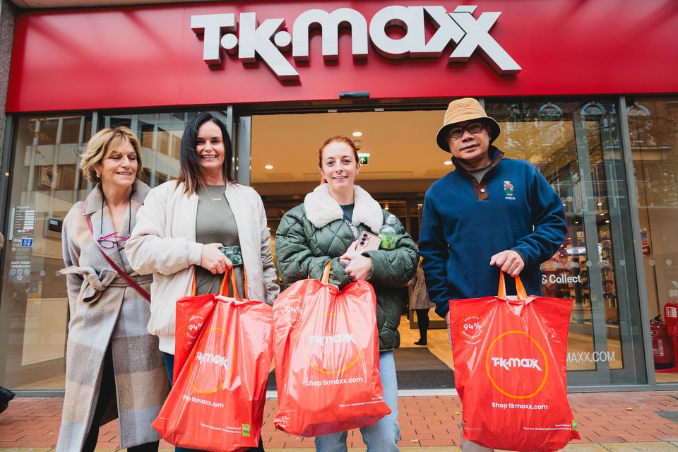 Shoppers outside Belfast city centre's new TK Maxx store.