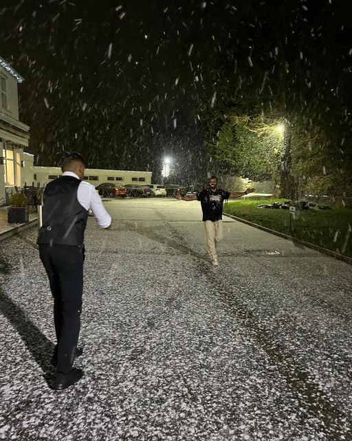 Indian workers at the Millbrook Lodge were delighted to catch their first ever glimpse of snow this week 