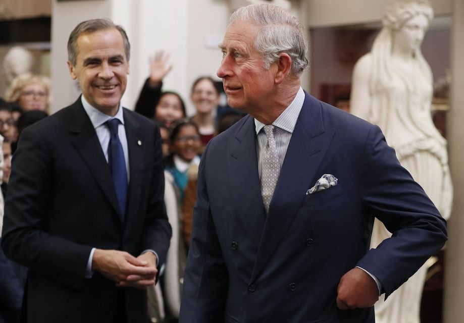 The then-Bank of England governor Mark Carney with the then-Prince of Wales in 2016 (Kirsty Wigglesworth/PA)