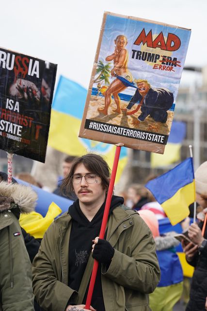 The demonstration marked three years since Russia invaded Ukraine (Brian Lawless/PA)