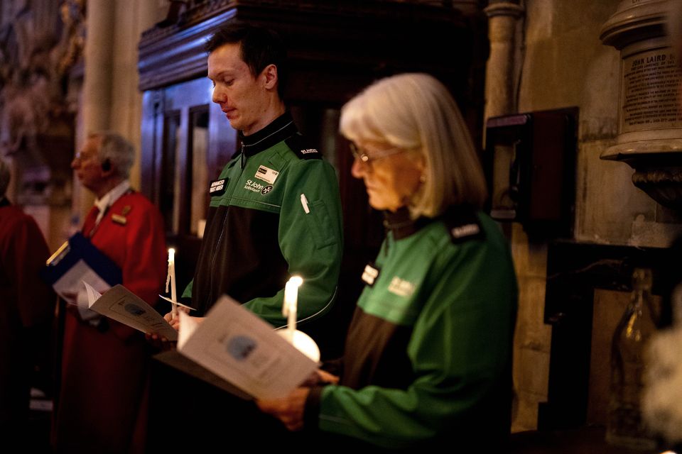 St John Ambulance workers were among the invited audience on December 6 (Jordan Pettitt/PA)