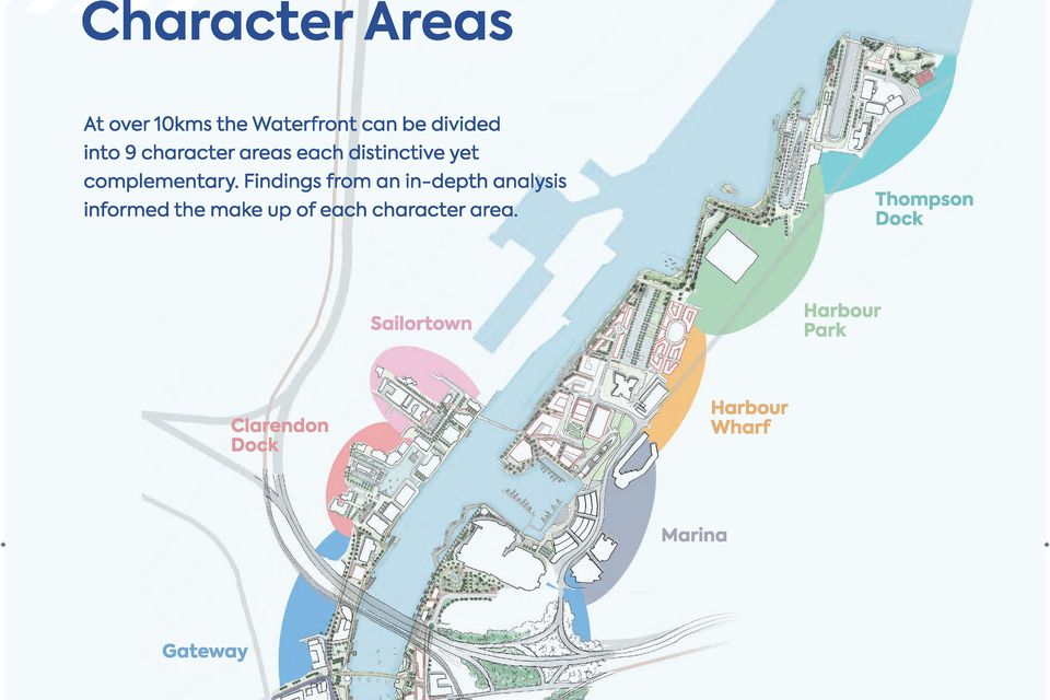 The 'character areas' proposed in Belfast Maritime Trust's framework for rejuvenating the waterfront of the city, from Ormeau Park to Sailortown