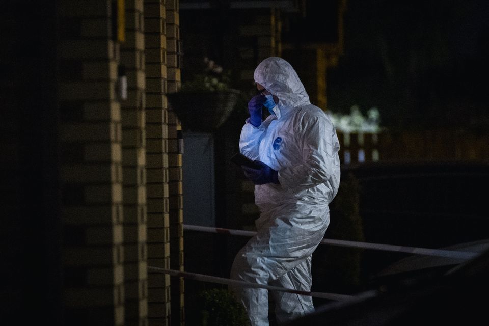 Police and forensic officers at the scene of a sudden death of a woman aged in her 80s in the Hawthorne Court area of Bangor on June 2nd 2024 (Photo by Kevin Scott)