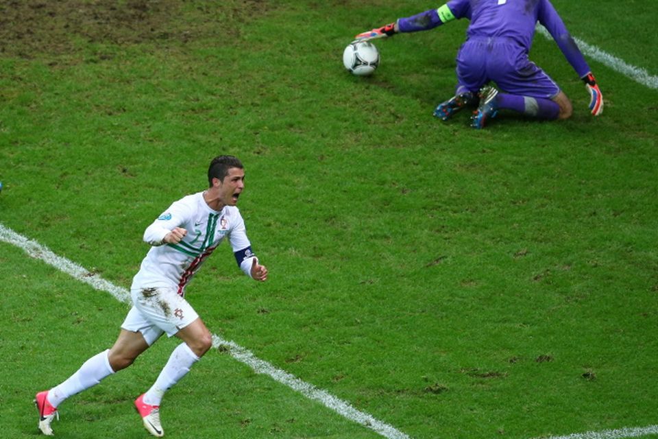 Cristiano Ronaldo Scores on a Header Against Czech Republic