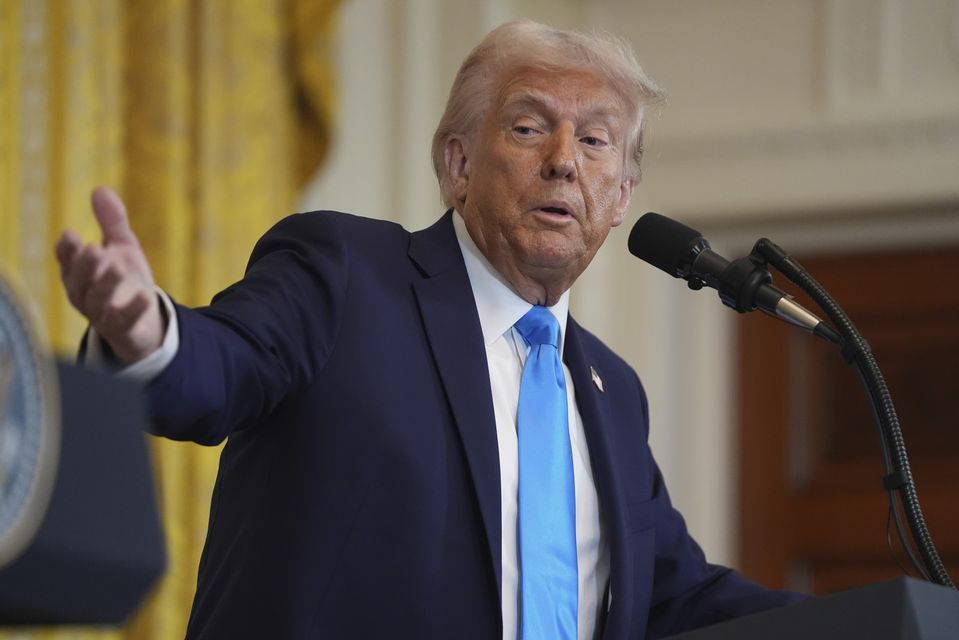 President Donald Trump speaks during a news conference with Israel’s Prime Minister Benjamin Netanyahu at the White House (Evan Vucci/AP)