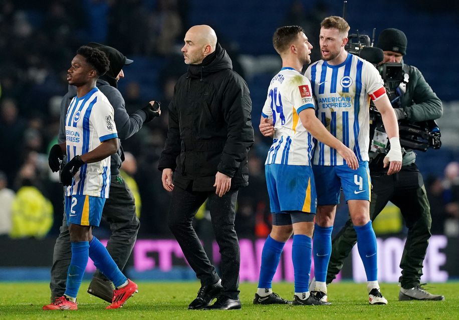 Chelsea manager Enzo Maresca (centre left) takes his side back to the Amex Stadium, where they were knocked out of the FA Cup (Gareth Fuller/PA)