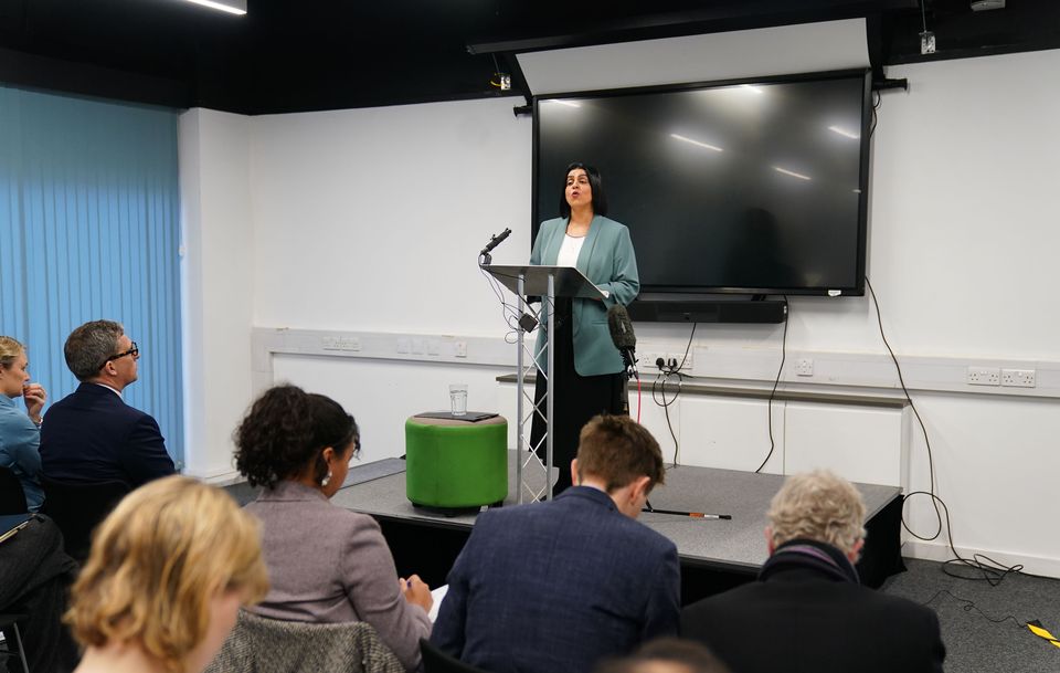 Justice Secretary Shabana Mahmood giving a speech at London Probation Headquarters (Ben Whitley/PA)