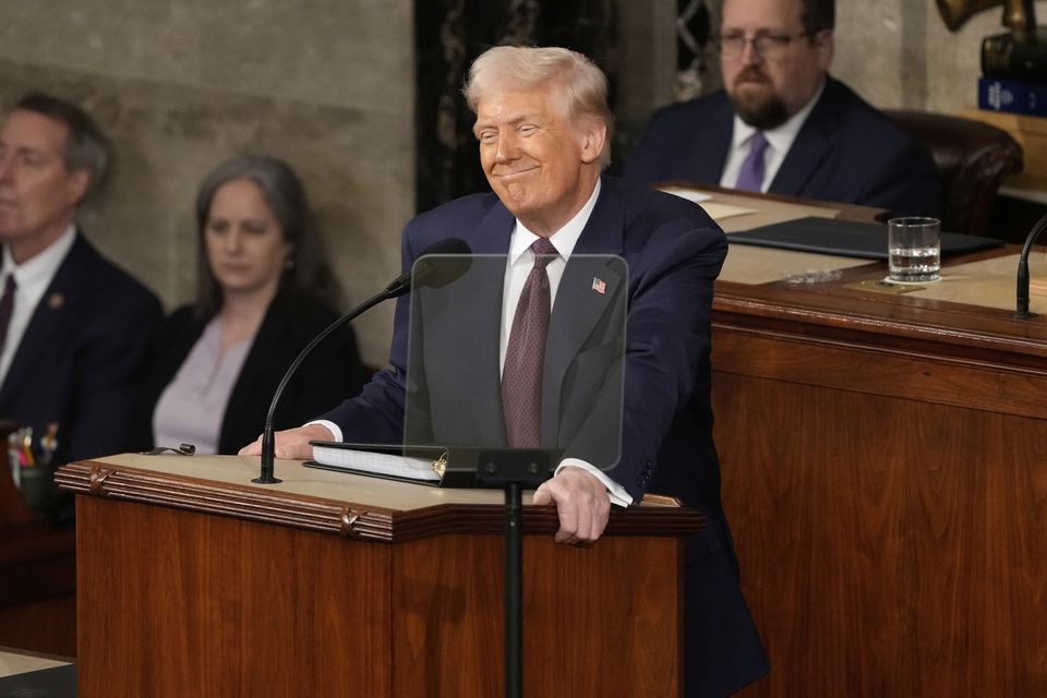 President Donald Trump addresses a joint session of Congress in Washington (AP/Ben Curtis)