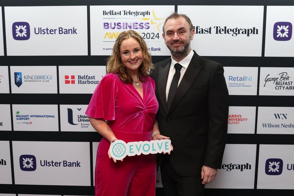 Claire Loftus and Stephen Loftus attending the Belfast Telegraph Business Awards 2024 at the Crowne Plaza, Tuesday, May 2, 2024.  Picture by Peter Morrison