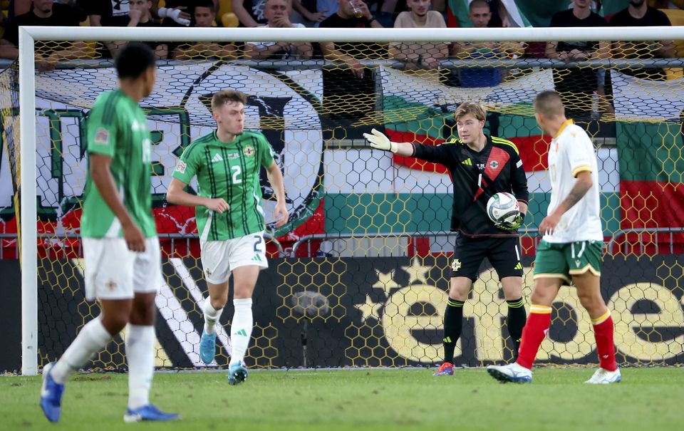 Bailey Peacock-Farrell during Northern Ireland's defeat to Bulgaria in Plovdiv