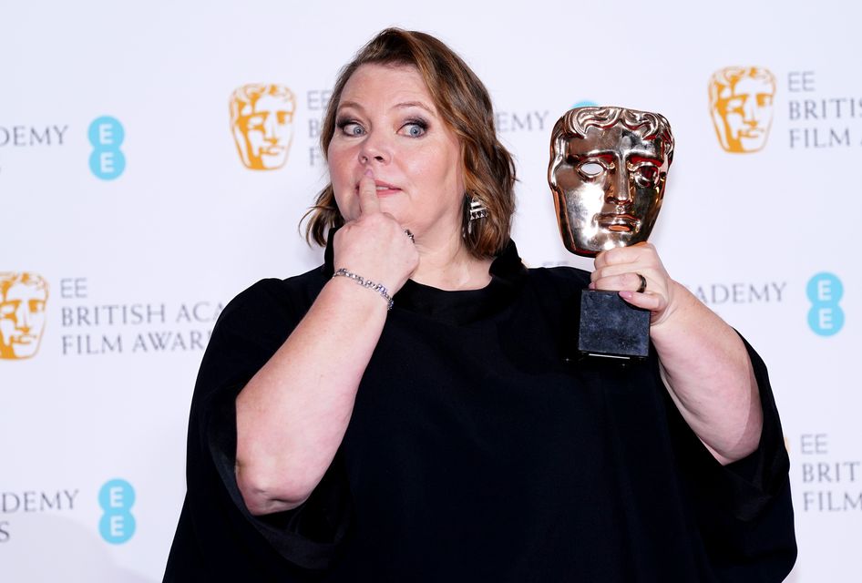 Joanna Scanlan with her leading actress award for After Love at the 2022 Baftas (Ian West/PA)