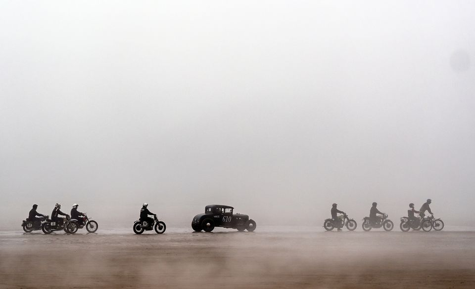 Vintage vehicles during Race The Waves 2024 on Bridlington’s South beach in Yorkshire (Danny Lawson/PA)