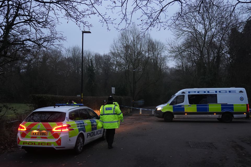 Police officers at the scene early on Wednesday morning (Jacob King/PA)