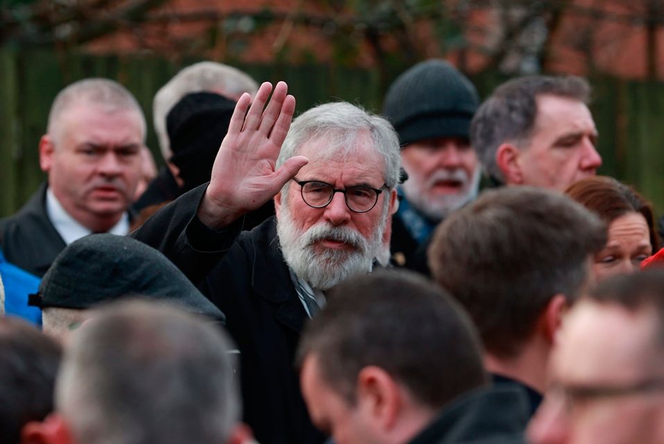 Former Sinn Fein president Gerry Adams attending the funeral of Ted Howell. Photo: Liam McBurney/PA Wire