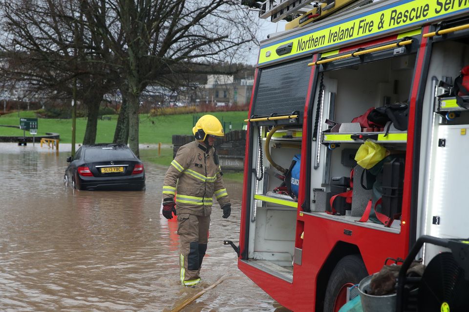 Flooding at Moat Park in Dundonald, Belfast. Photograph by Declan Roughan / Press Eye