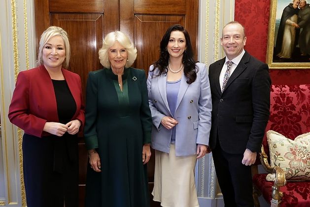Queen Camilla meets Michelle O’Neill and Emma Little-Pengelly on NI visit