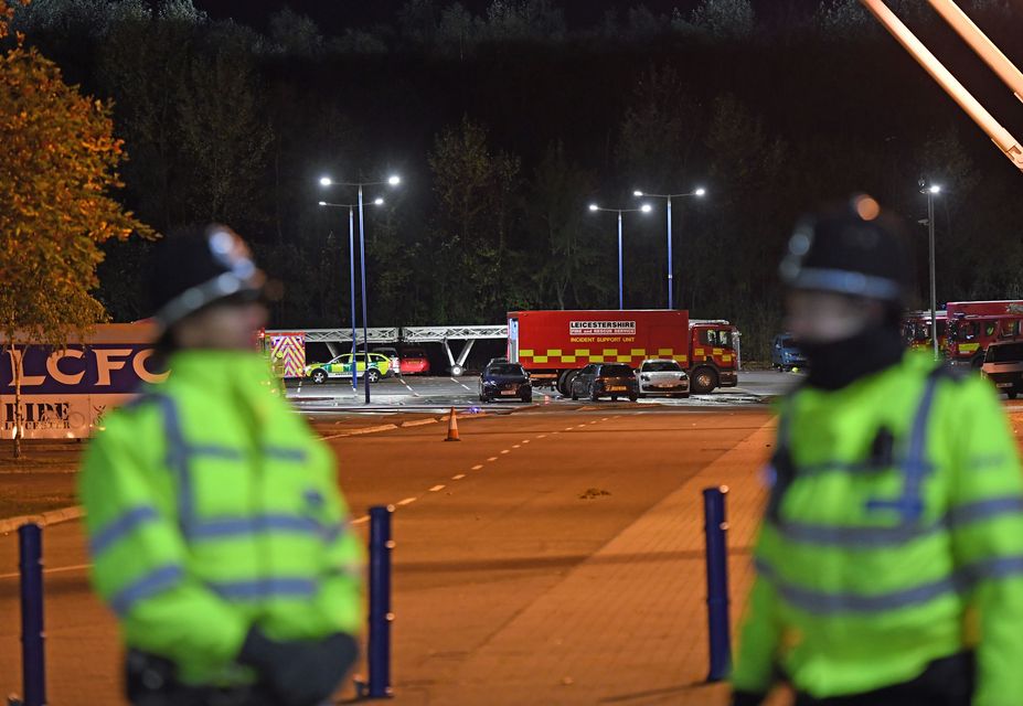 Emergency services outside the King Power Stadium in 2018 (Joe Giddens/PA)