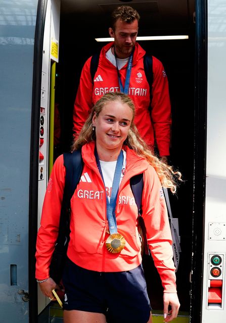 Team GB's Hannah Scott arrives by Eurostar into London St Pancras International train station after competing at the 2024 Paris Olympic Games. Photo: Jordan Pettitt/PA Wire