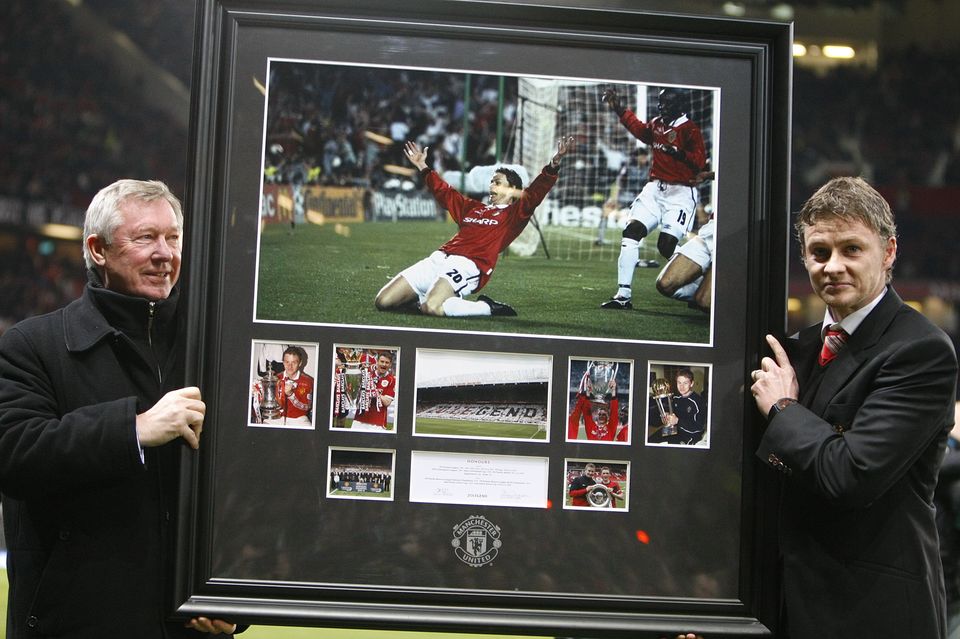 Ole Gunnar Solskjaer, right, fired United and Ferguson to Champions League glory (Dave Thompson/PA)