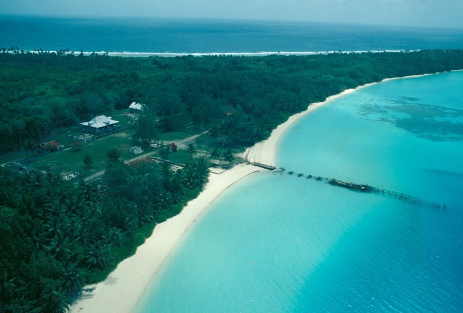 The Opposition urged Labour to scrap the proposed ‘terrible’ deal to hand the Chagos Islands over to Mauritius but pay to lease back the US-UK military base on Diego Garcia, pictured (Alamy/PA)