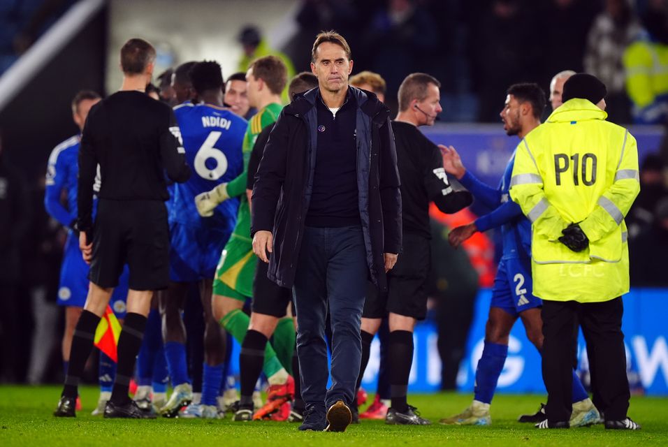 West Ham manager Julen Lopetegui after the final whistle at Leicester (Mike Egerton/PA)