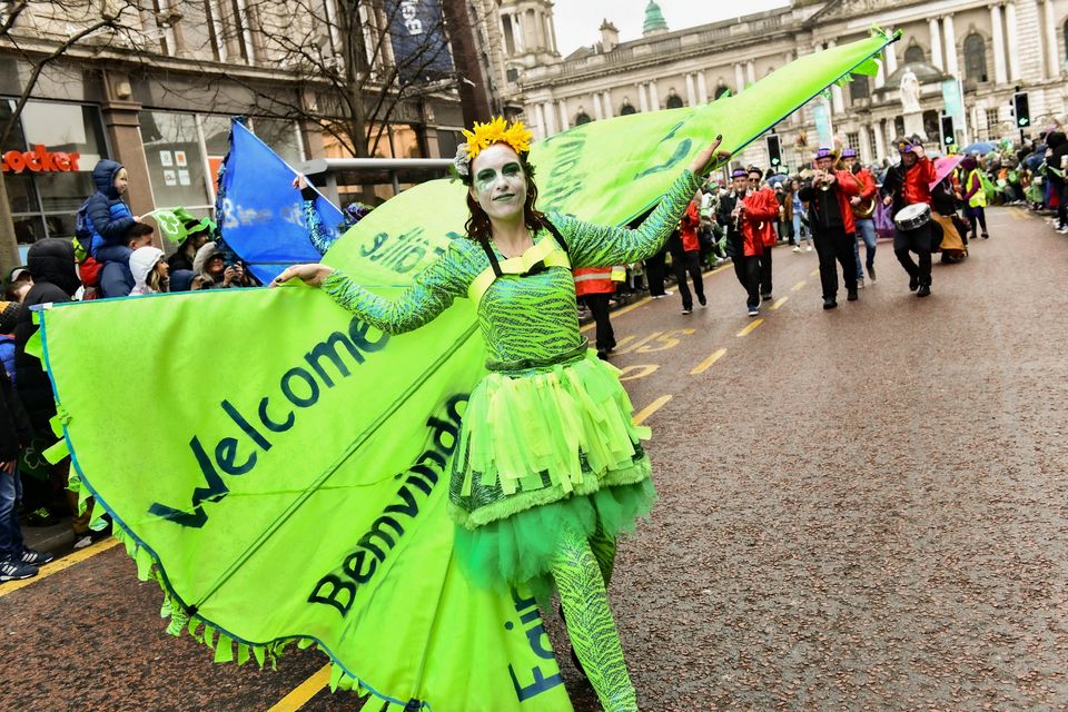 Belfast, UK.17th March, Saint Patrick's Day Parade There was many