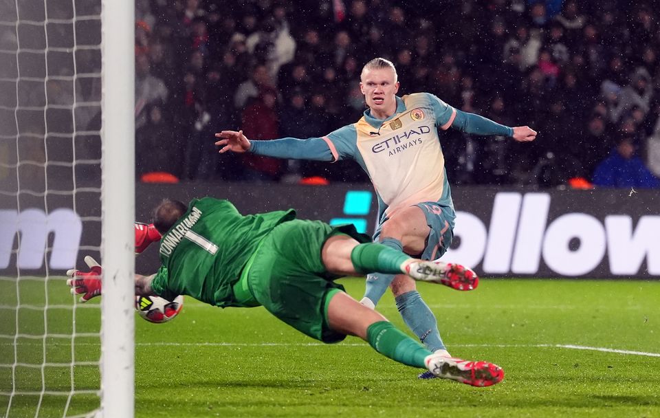 Erling Haaland scores Manchester City’s second (Adam Davy/PA)