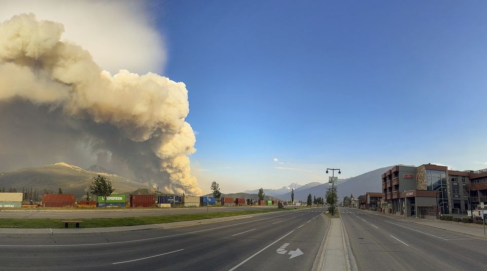 Smoke rises from a wildfire burning near Jasper in Alberta, Canada (Jasper National Park/Canadian Press/AP)