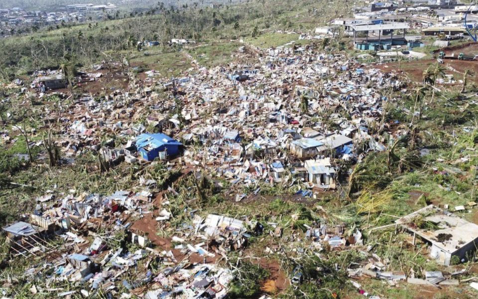 Devastated houses in the French territory of Mayotte after the island was battered by Cyclone Chido (Gendarmerie Nationale via AP)