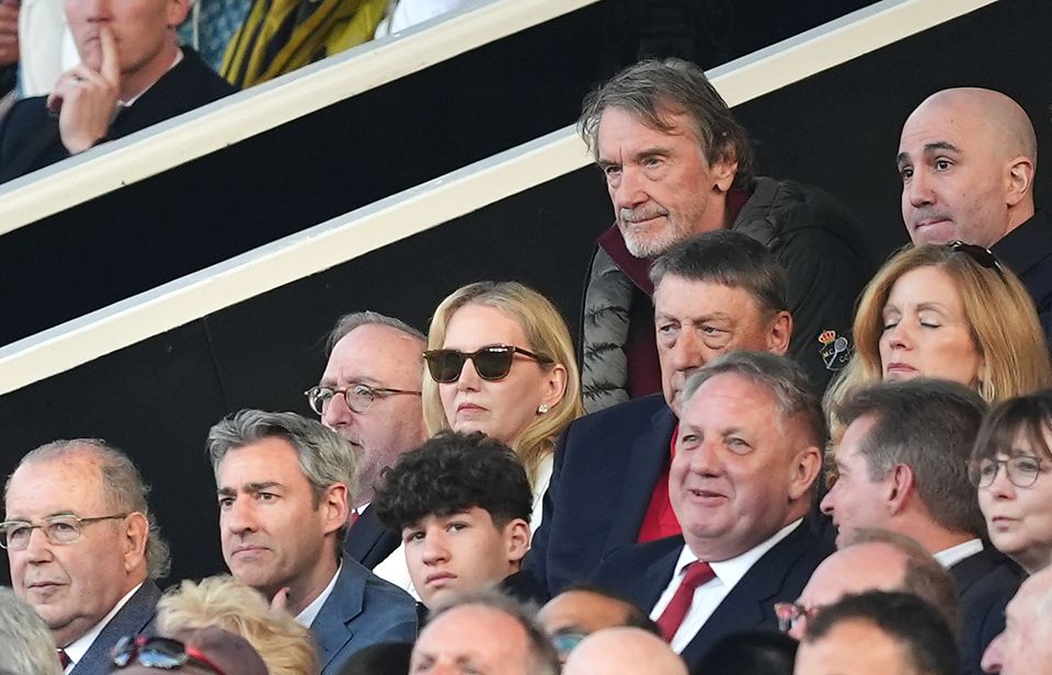 Sir Jim Ratcliffe, top, and United director Ed Glazer, centre left, faced protests at last week’s match against Arsenal (Martin Rickett/PA)