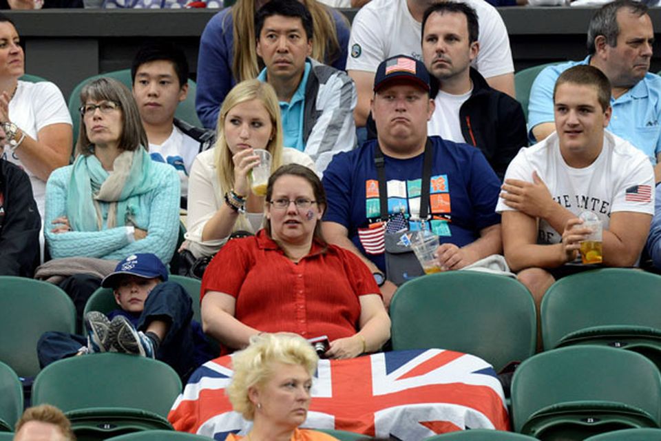 Empty seats on Centre Court during Great Britain's Andy Murray's First Round match in the Men's Singles at the Olympic Tennis Venue, Wimbledon