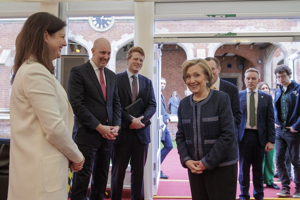 Hillary Clinton at an event at Queen’s University on Thursday (Liam McBurney/PA)