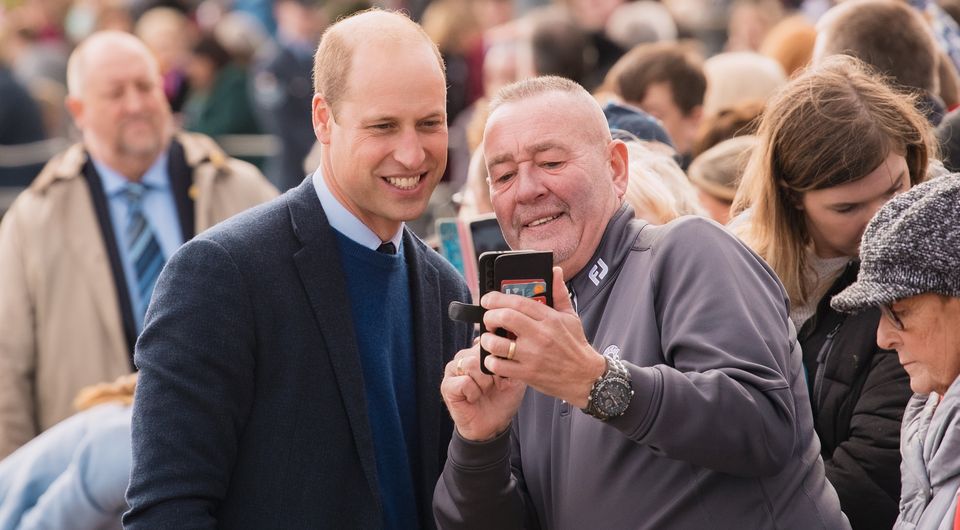 Prince William has time for a selfie at Carrickfergus Castle. (Photo by Kevin Scott for Belfast Telegraph)