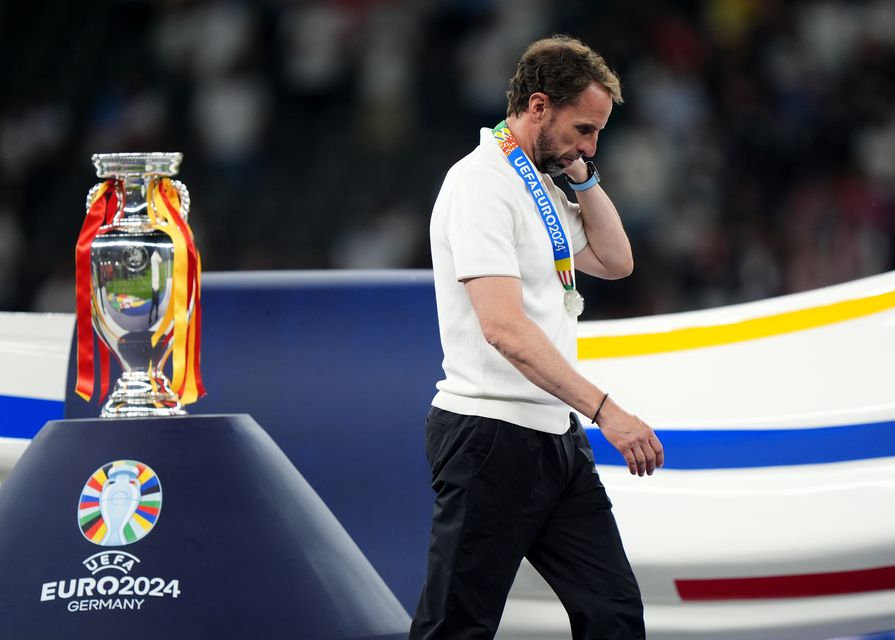 England manager Gareth Southgate left after the Euros final defeat by Spain (Bradley Collyer/PA)