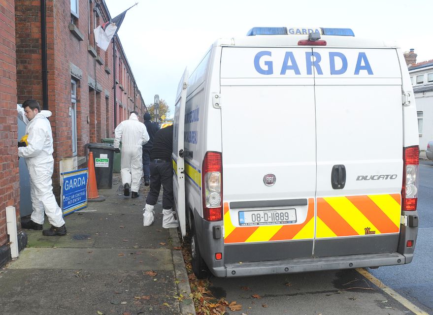 Members of the garda technical bureau at Emer Terrace, Dundalk, Co Louth. Photo: Newspics