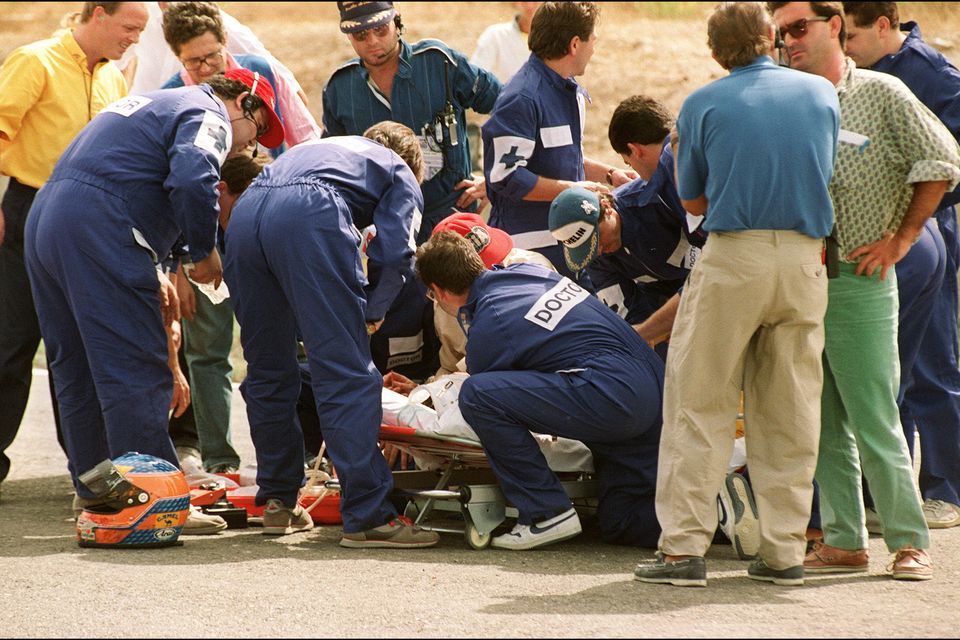 Medical personnel surround Martin Donnelly after his horror smash (Pic: Getty)