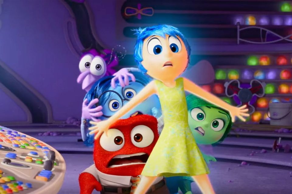 Joy (voiced by Amy Poehler) protects her pals in Inside Out 2. Photo: Pixar