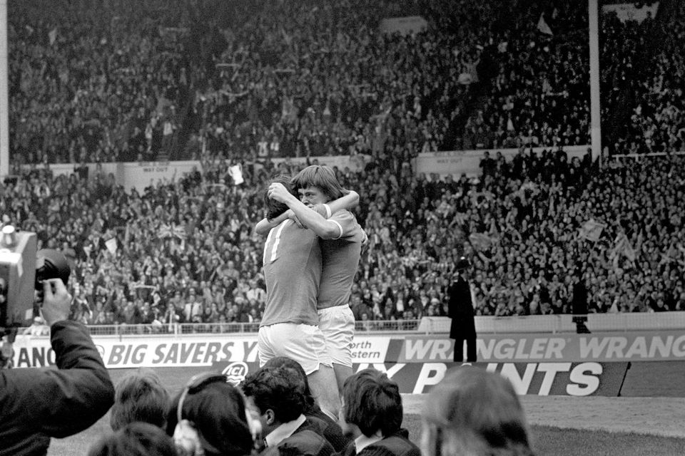 Peter Barnes and Dennis Tueart scored as Manchester City beat Newcastle 2-1 in the 1976 League Cup final (PA Archive)