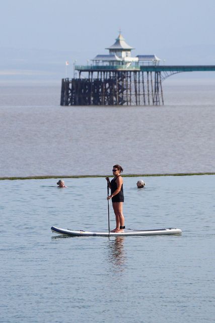 Paddleboarding at Clevedon Marine Lake in Clevedon, Somerset (Ben Birchall/PA)