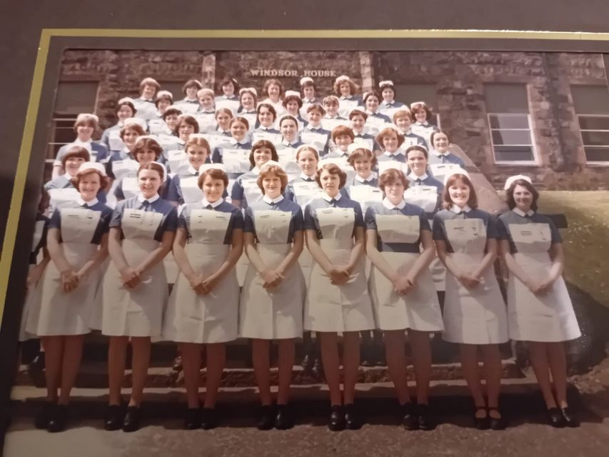 The nurses photographed when they started their training 50 years ago